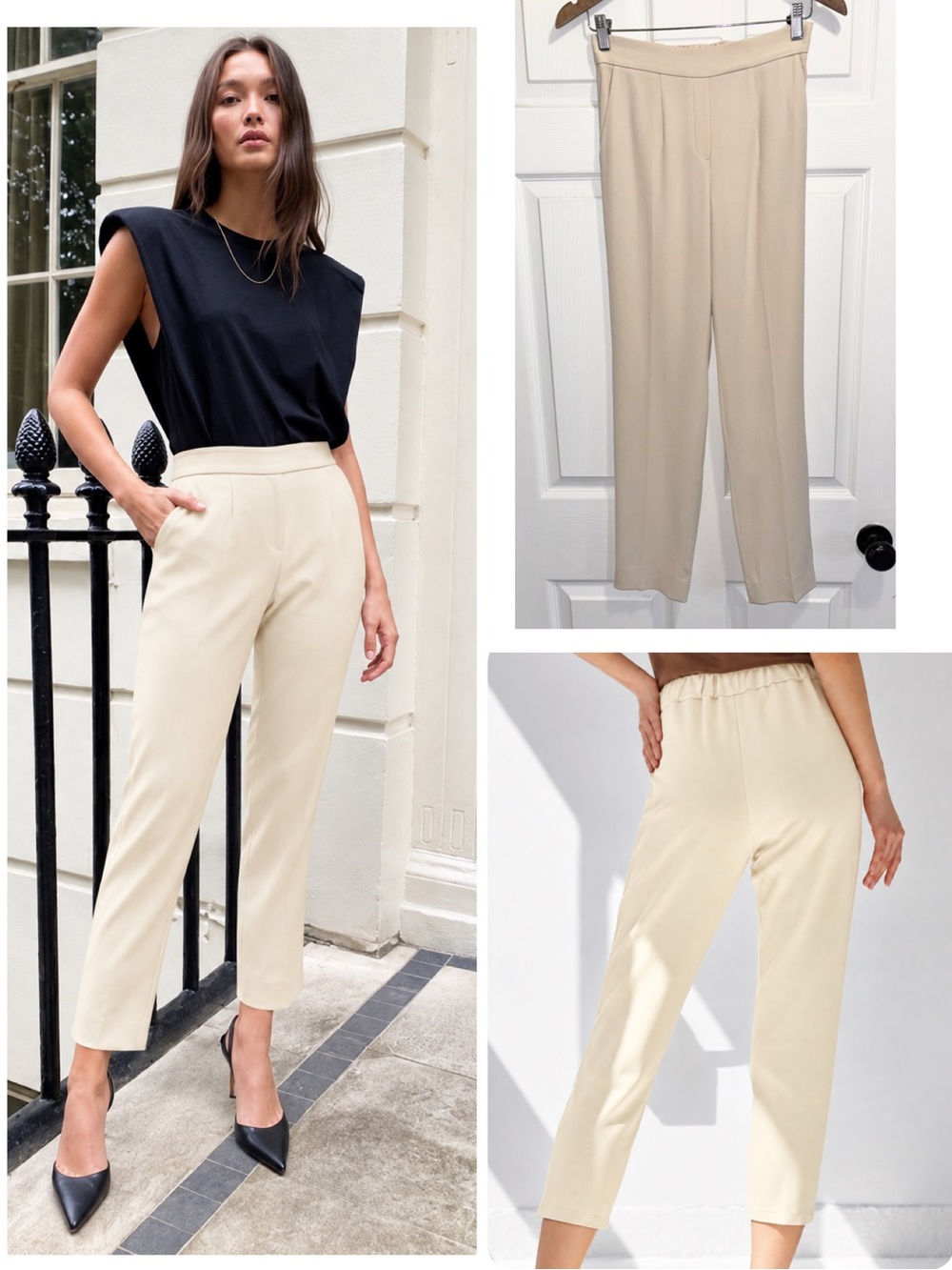 Aritzia Babaton Cohen Pants Cream Tan Crepe Pull On Trousers Size 2